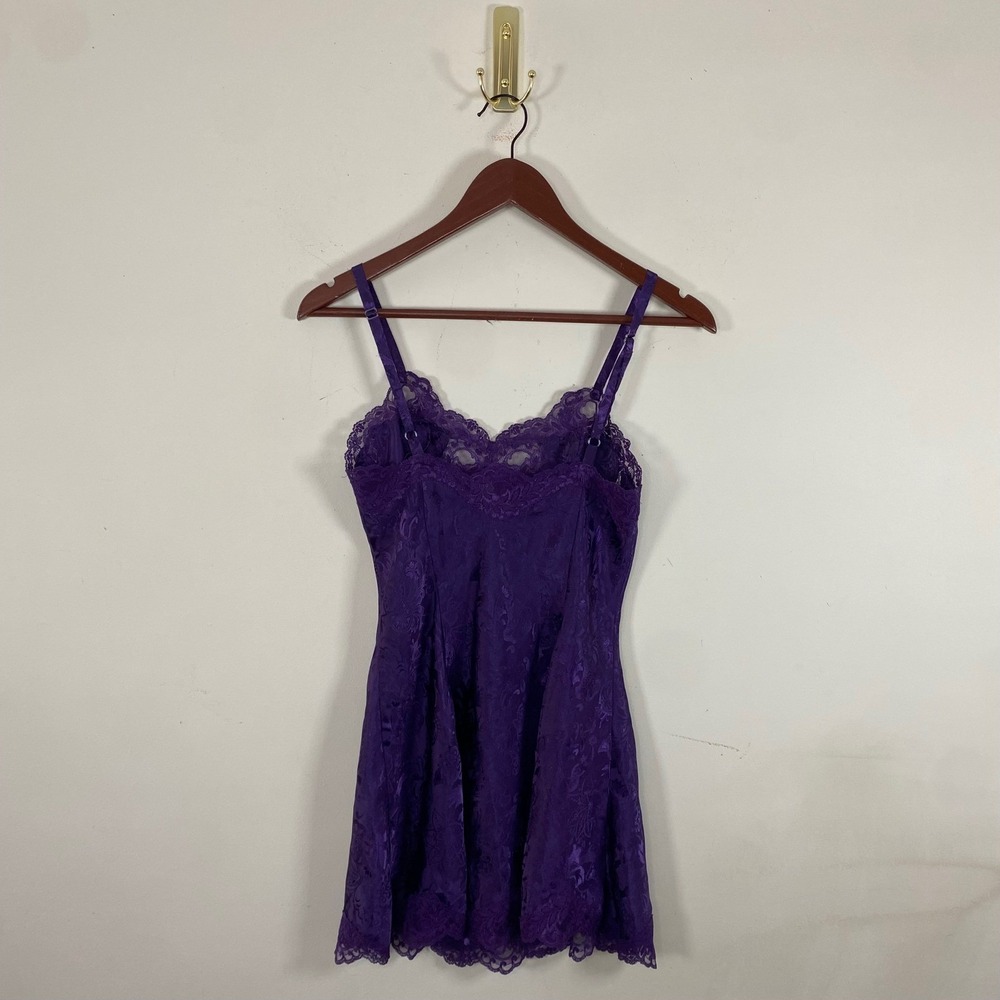 Vintage Gold Label Victoria Secret Slip Dress Purple XS Lace Feminine Floral - Picture 6 of 7